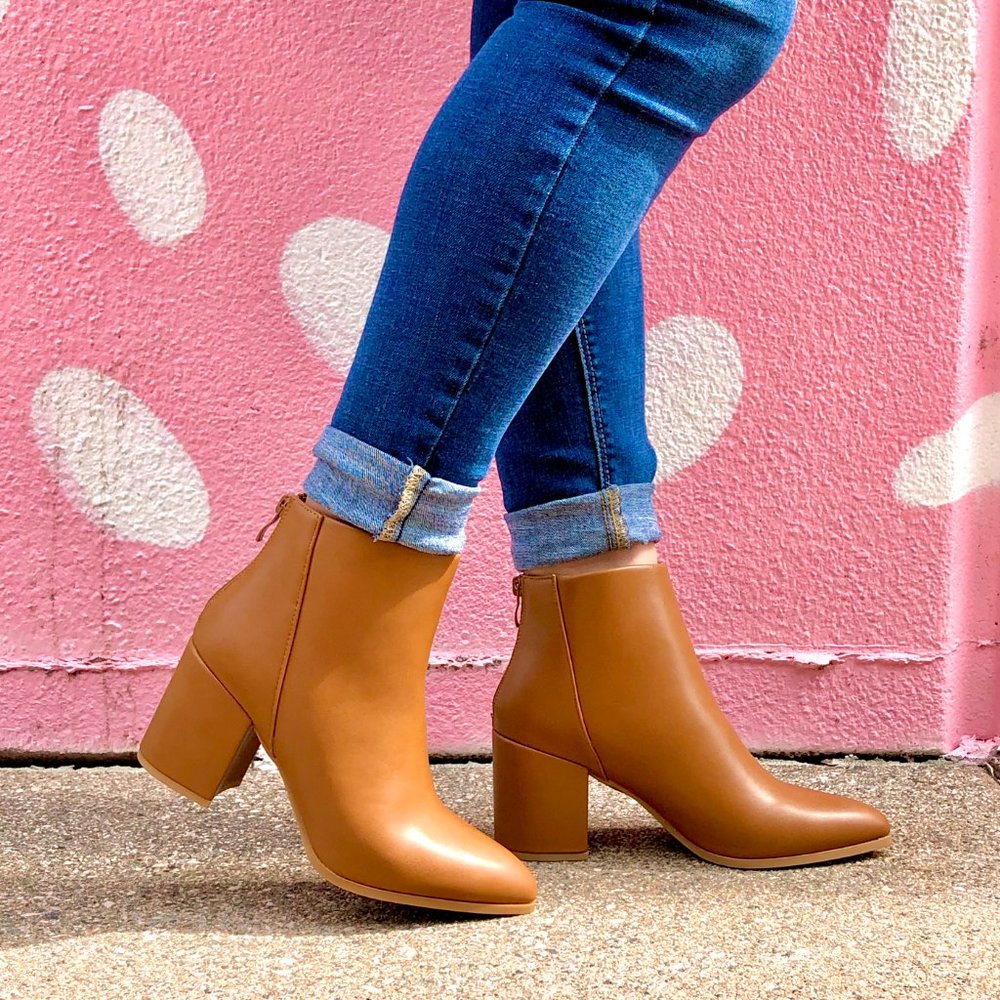 Maple Tan Vegan Leather Ankle Boots - Picture 4 of 9